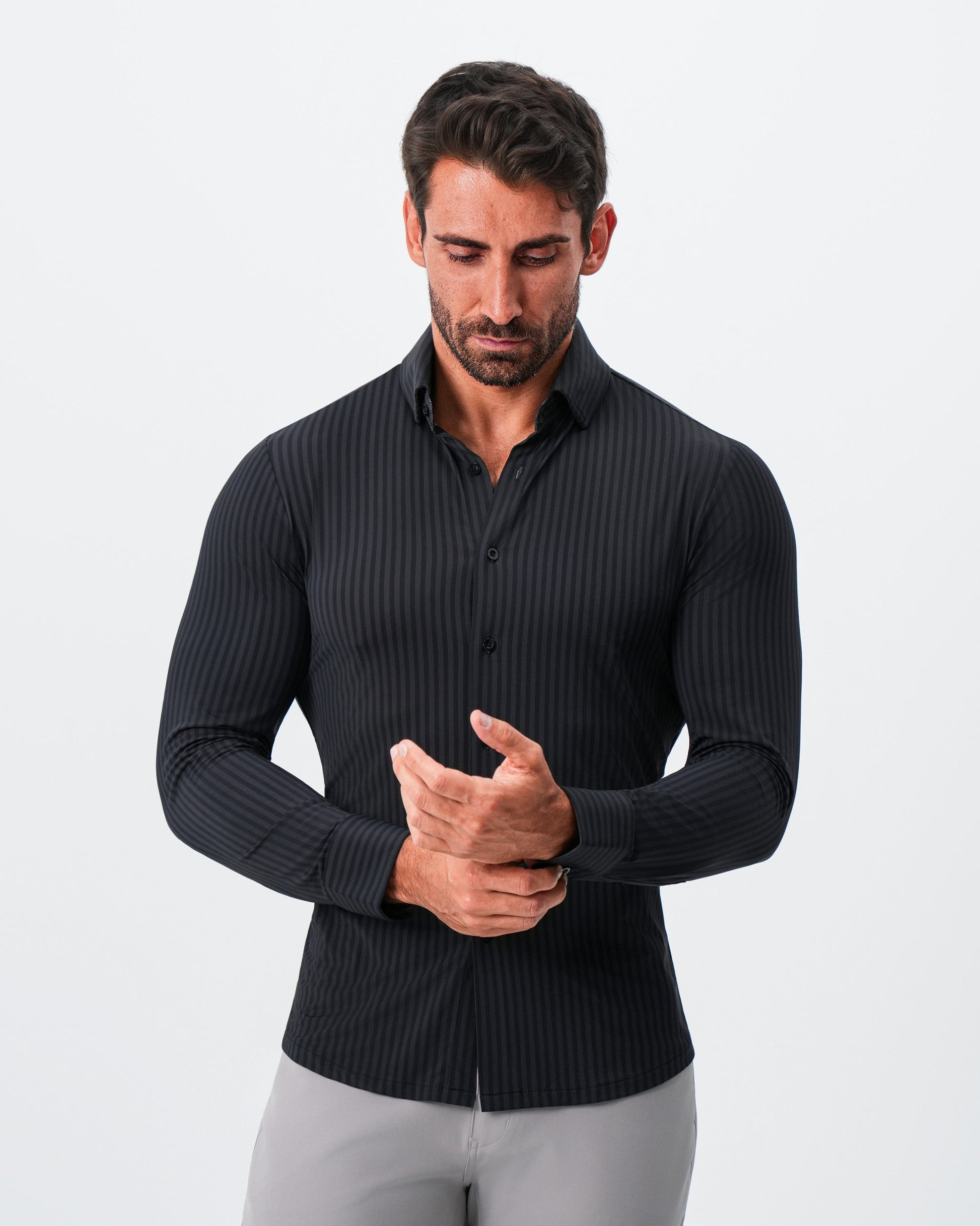 State & Liberty "The Hartley" Sport Shirt - Black & Grey Bengal Stripe