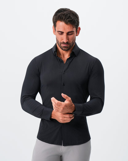 State & Liberty "The Hartley" Sport Shirt - Black & Grey Bengal Stripe