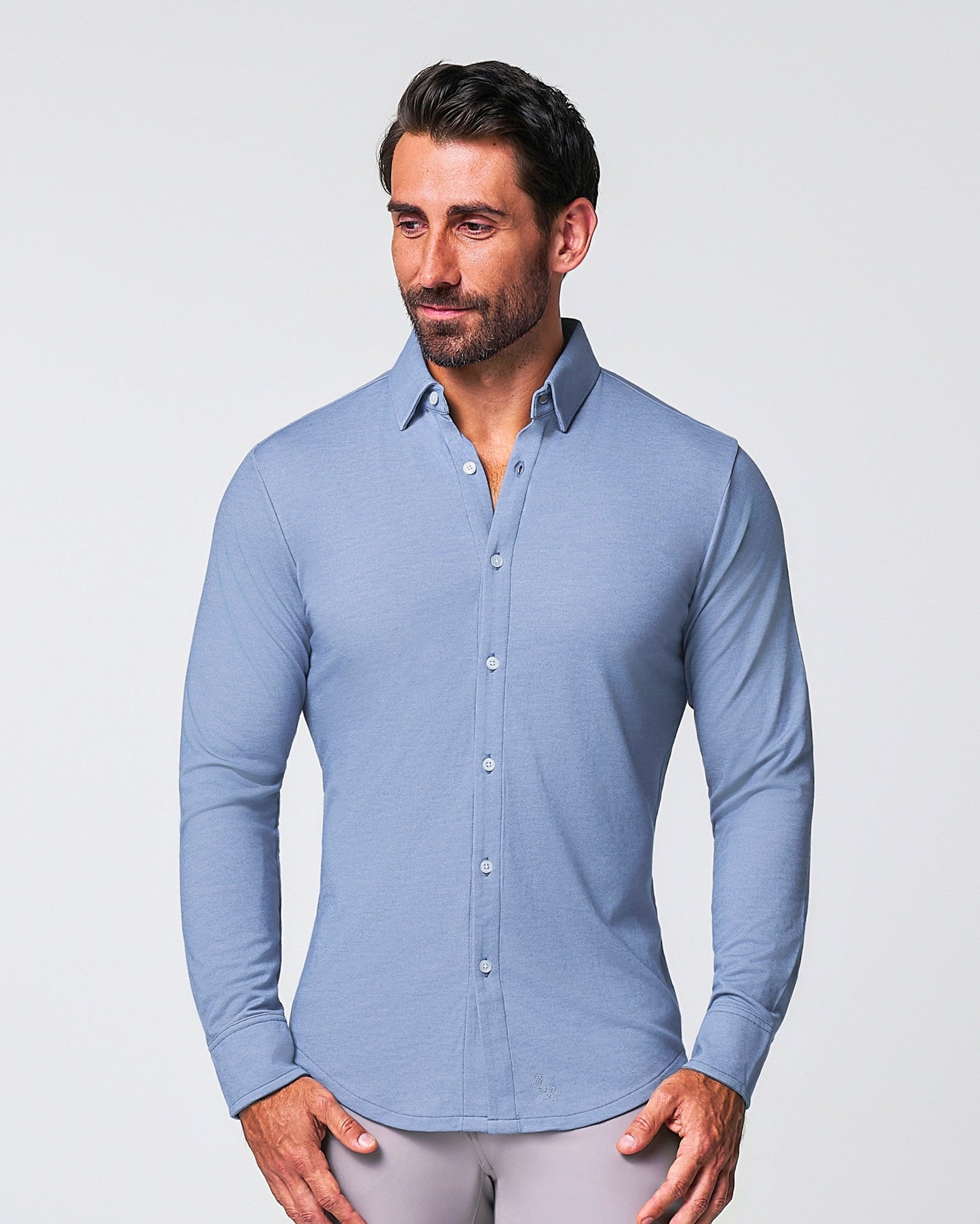 State & Liberty "The Dylan" Sky Blue Pique Button Down