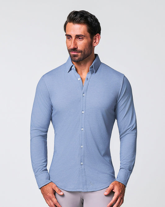 State & Liberty "The Dylan" Sky Blue Pique Button Down