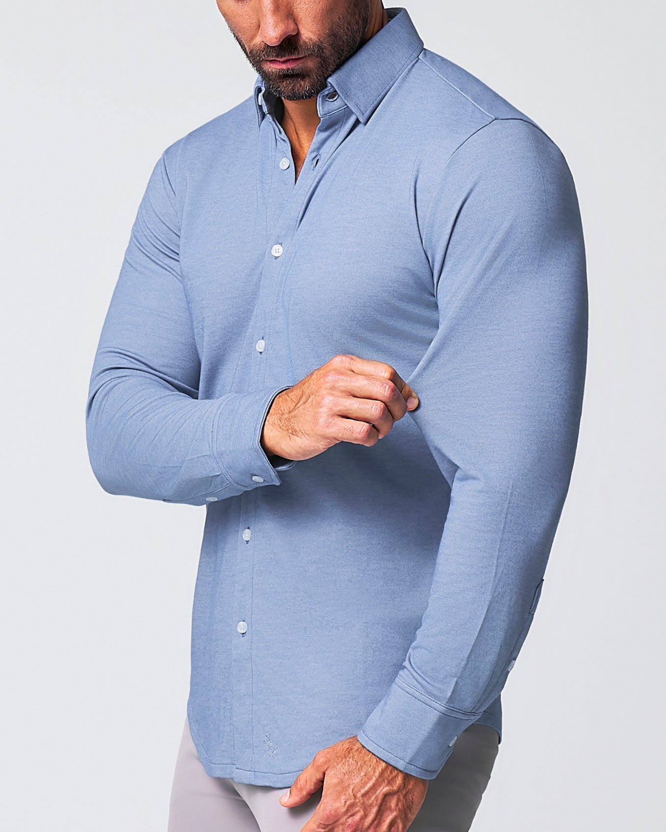 State & Liberty "The Dylan" Sky Blue Pique Button Down