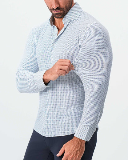 State & Liberty "The Guy" Sport Shirt - Navy & Light Blue Plus Print