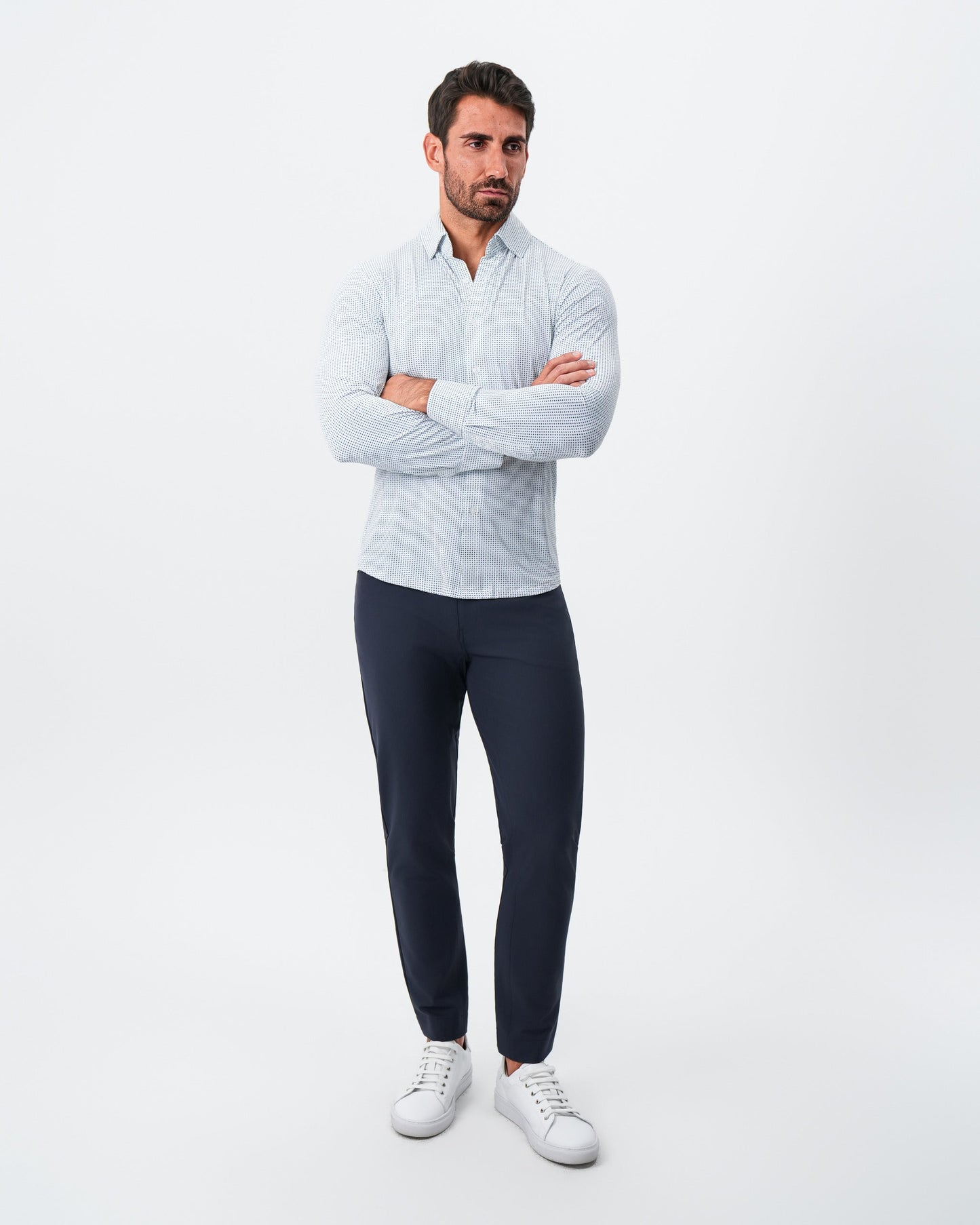 State & Liberty "The Guy" Sport Shirt - Navy & Light Blue Plus Print