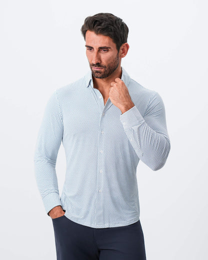 State & Liberty "The Guy" Sport Shirt - Navy & Light Blue Plus Print