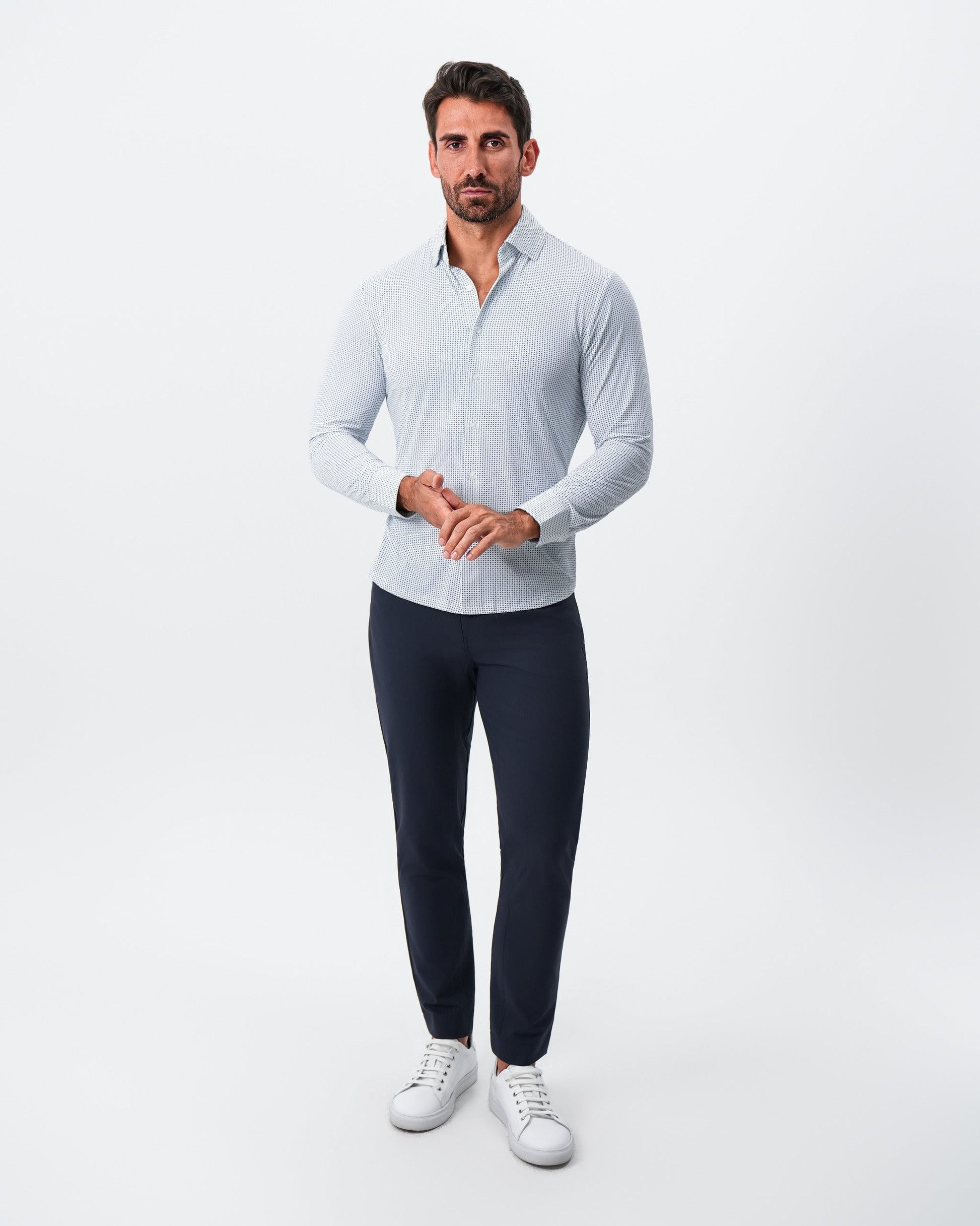 State & Liberty "The Guy" Sport Shirt - Navy & Light Blue Plus Print