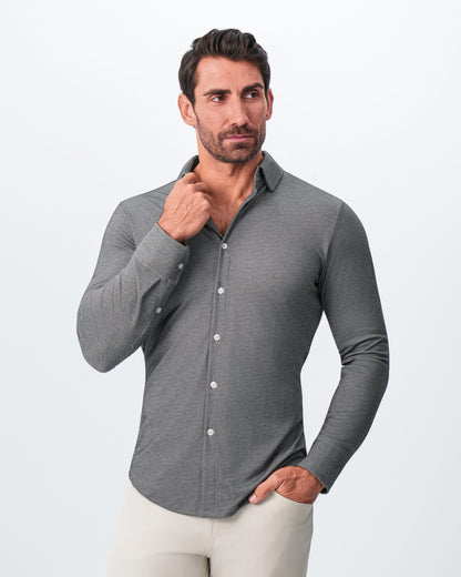 State & Liberty "The Oakley" Charcoal Pique Button Down