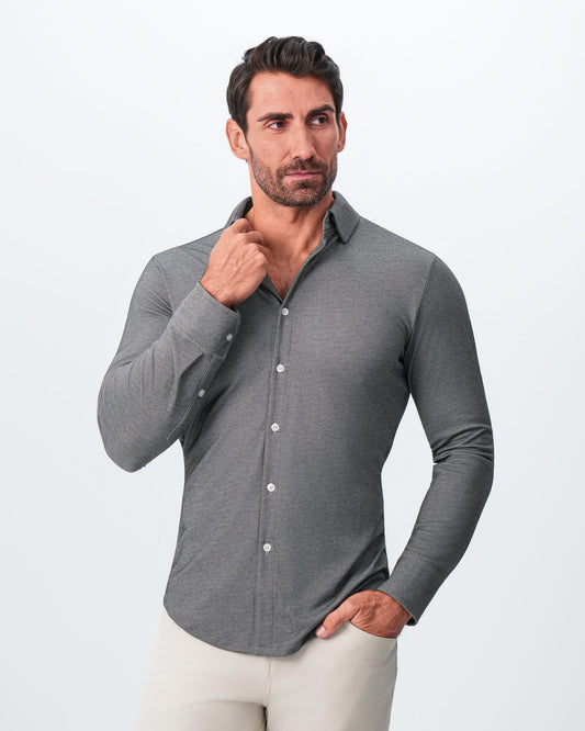 State & Liberty "The Oakley" Charcoal Pique Button Down