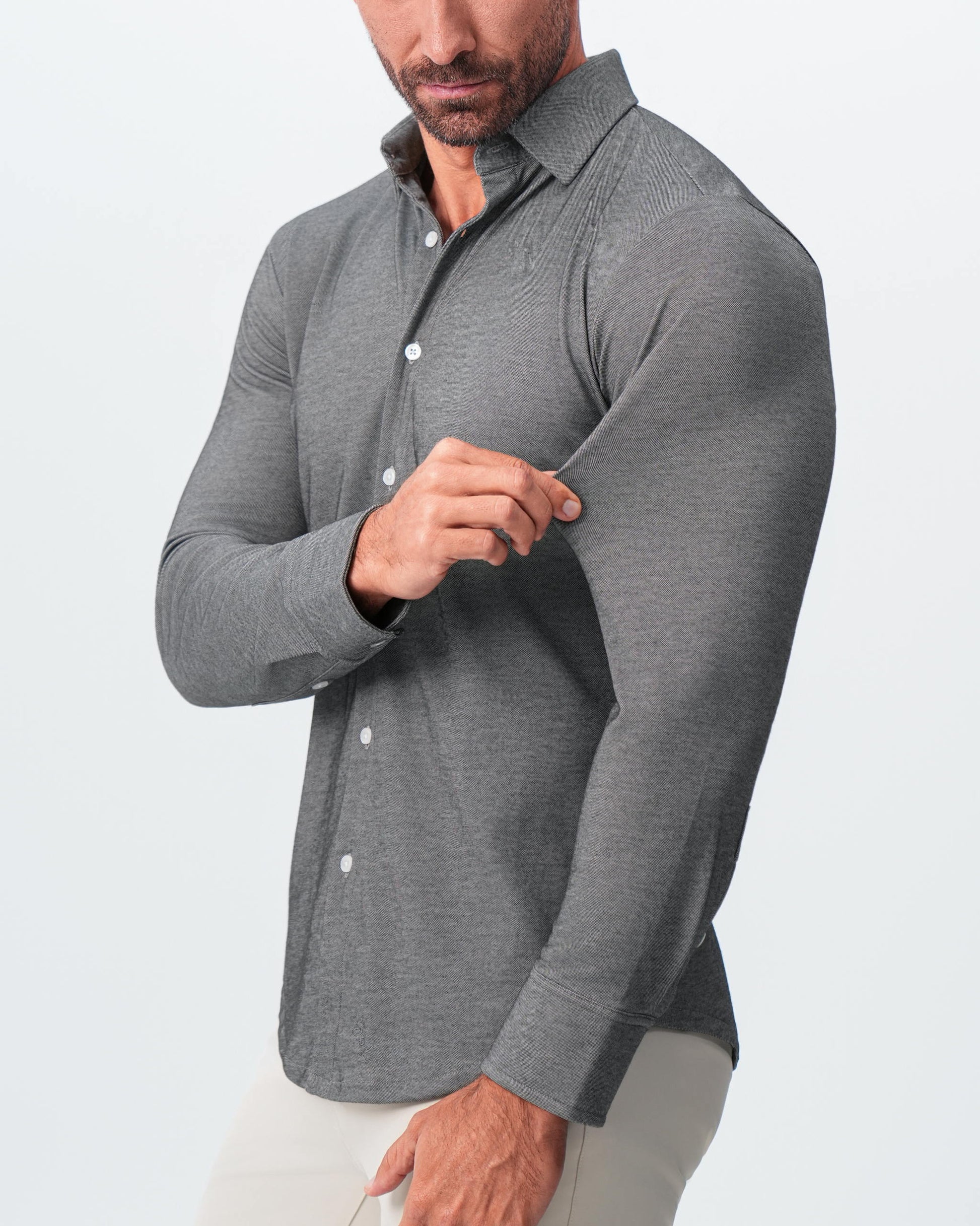 State & Liberty "The Oakley" Charcoal Pique Button Down