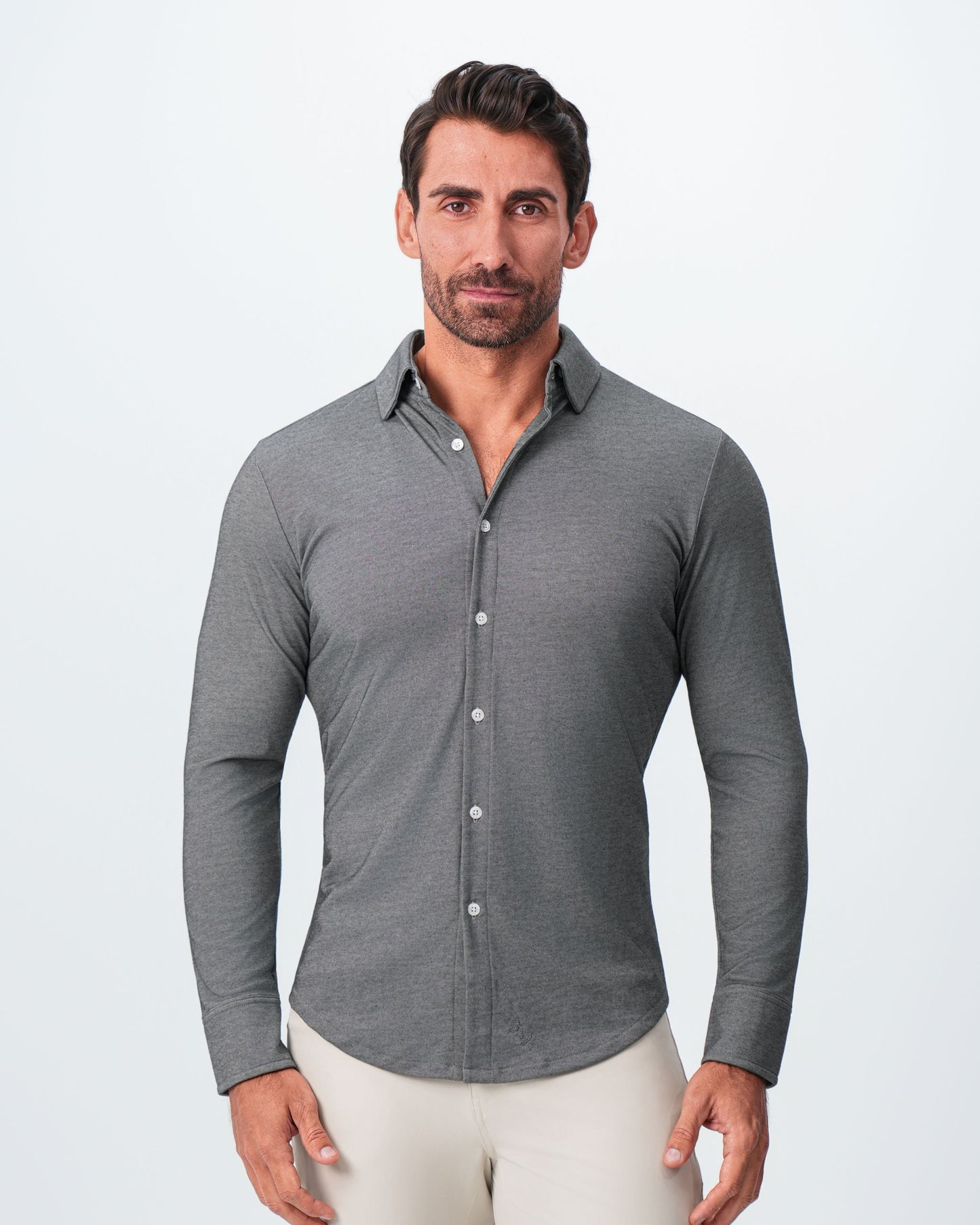 State & Liberty "The Oakley" Charcoal Pique Button Down