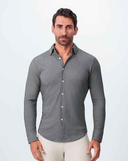 State & Liberty "The Oakley" Charcoal Pique Button Down