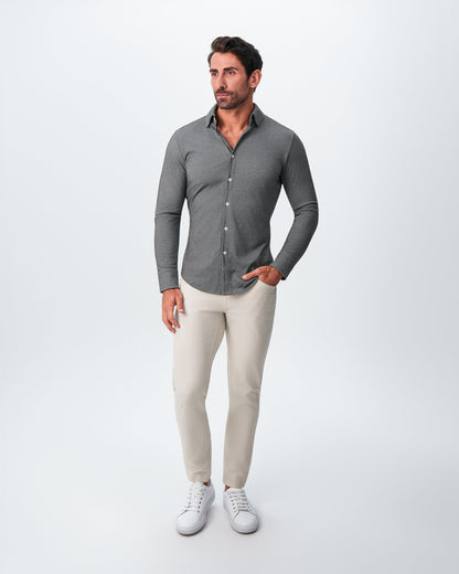 State & Liberty "The Oakley" Charcoal Pique Button Down