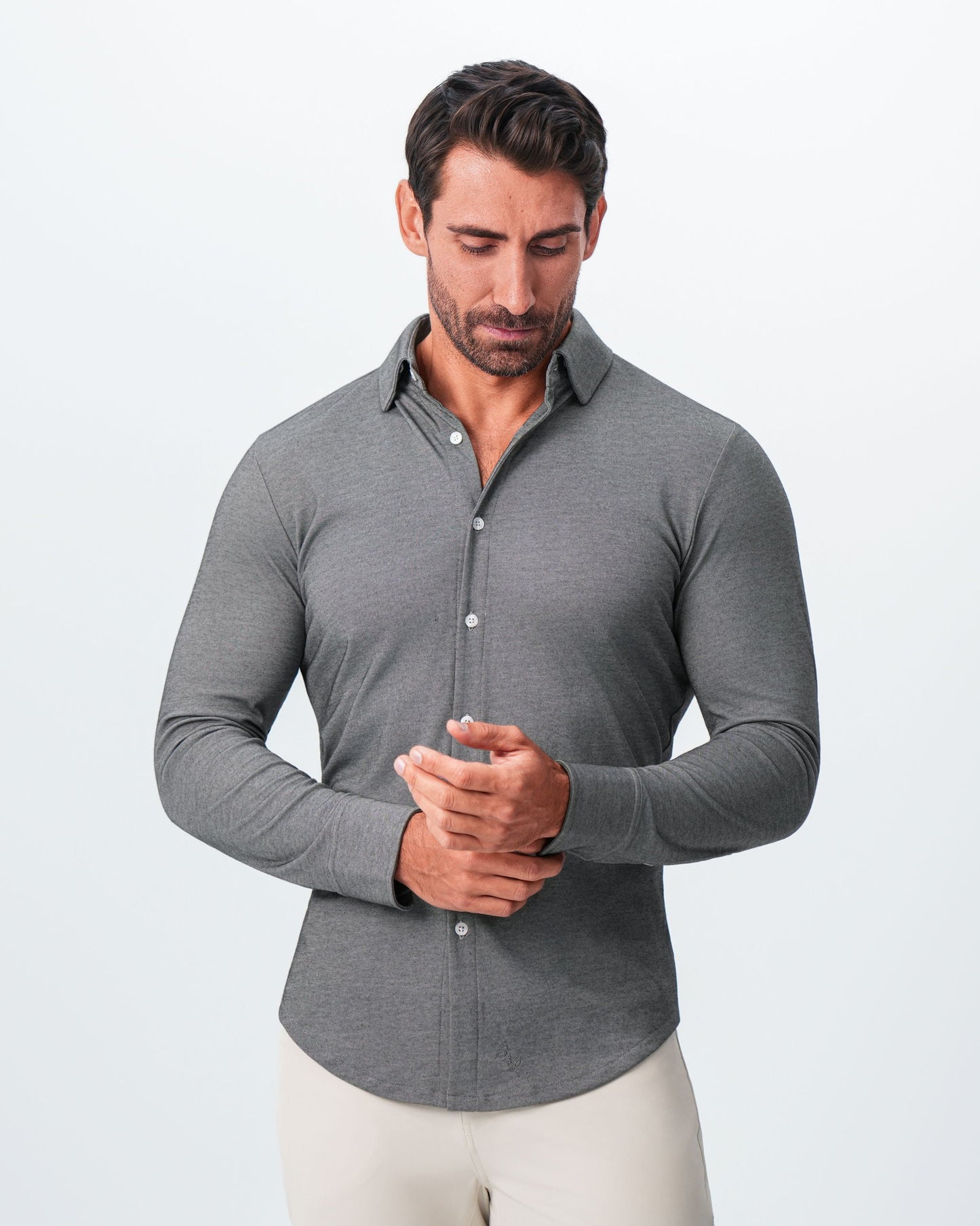 State & Liberty "The Oakley" Charcoal Pique Button Down