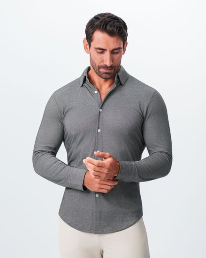State & Liberty "The Oakley" Charcoal Pique Button Down