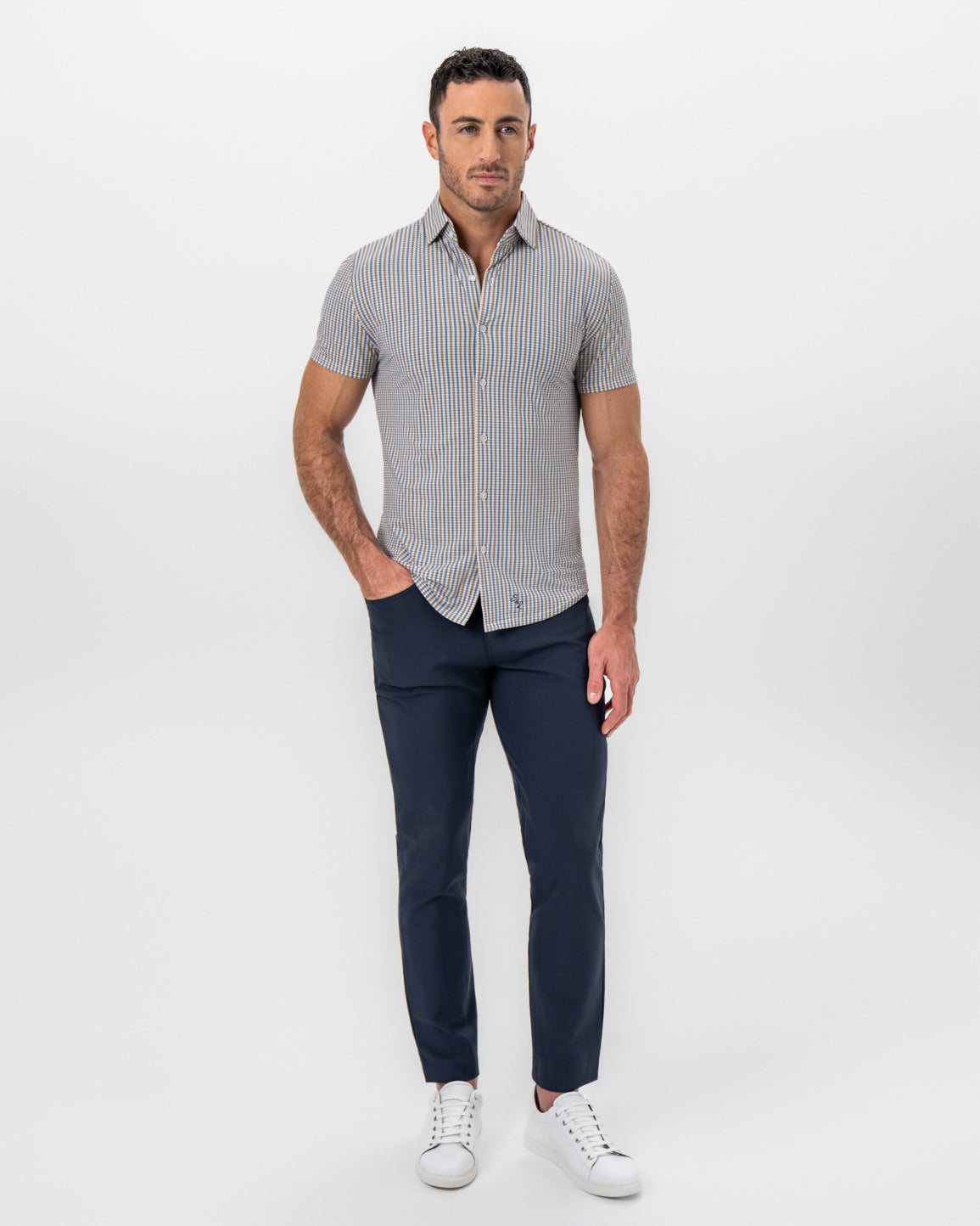 State & Liberty "The Coastal" Blue and Stone Big Check