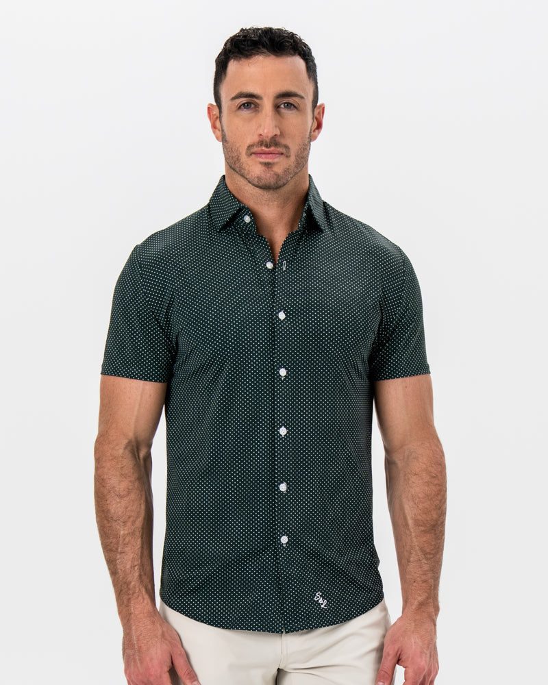 State & Liberty "The Palm" Green with White Mini Dot Print