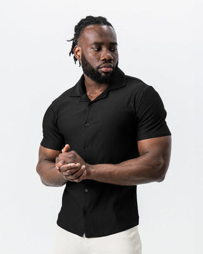 State & Liberty Seersucker Short Sleeve Button Down - Black