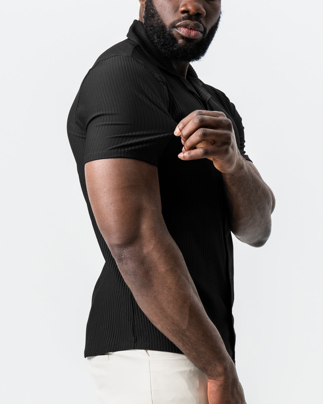 State & Liberty Seersucker Short Sleeve Button Down - Black