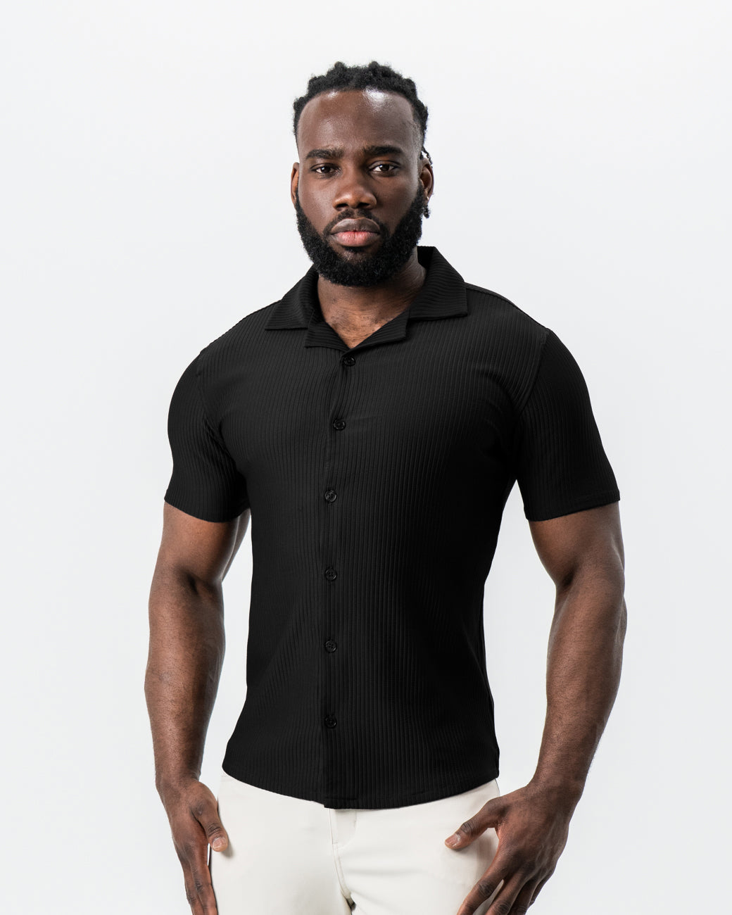 State & Liberty Seersucker Short Sleeve Button Down - Black