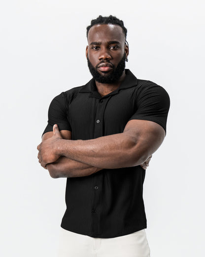 State & Liberty Seersucker Short Sleeve Button Down - Black
