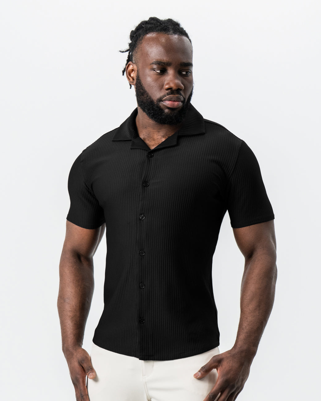 State & Liberty Seersucker Short Sleeve Button Down - Black