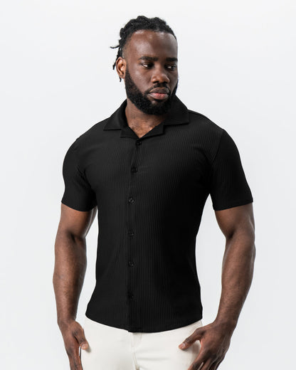 State & Liberty Seersucker Short Sleeve Button Down - Black