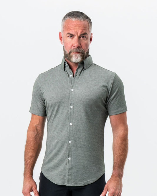 State & Liberty "The Armstrong" Olive Pique Short Sleeve Button Down