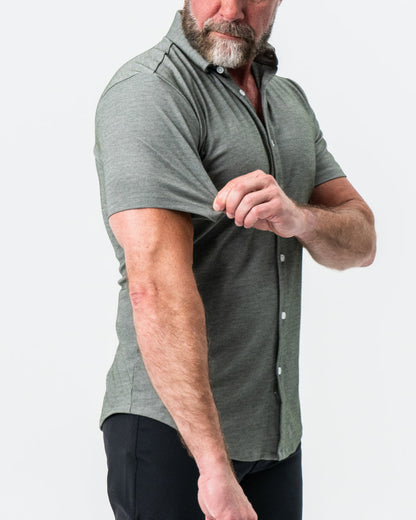 State & Liberty "The Armstrong" Olive Pique Short Sleeve Button Down