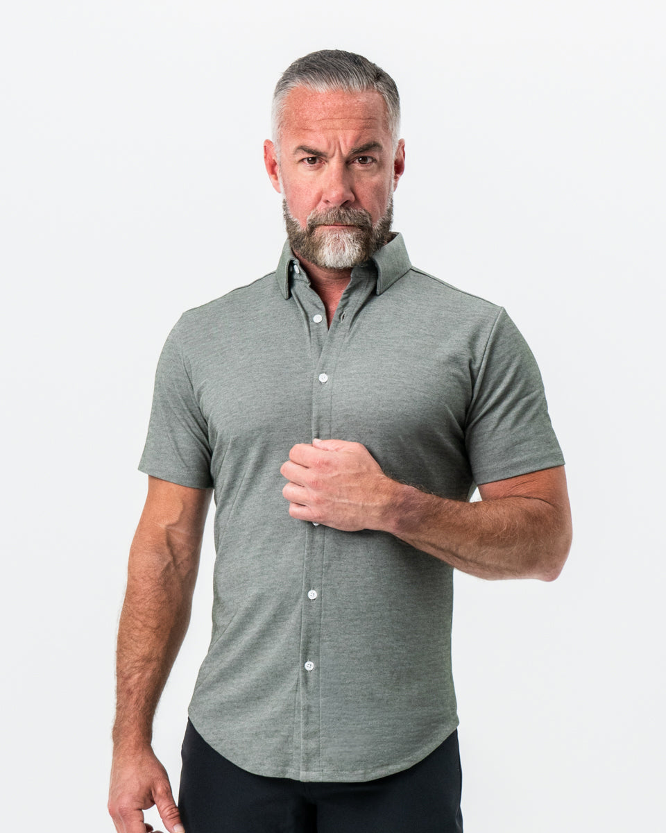 State & Liberty "The Armstrong" Olive Pique Short Sleeve Button Down