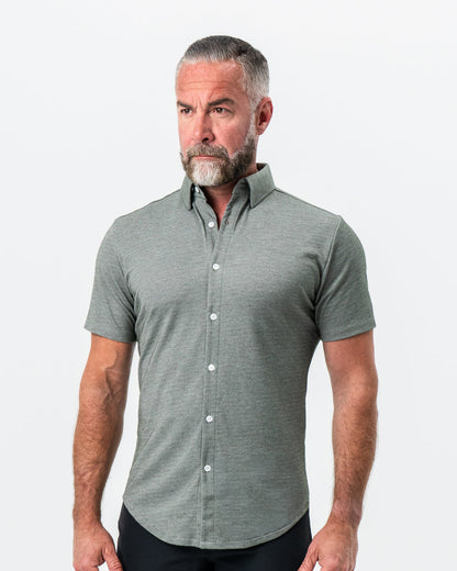 State & Liberty "The Armstrong" Olive Pique Short Sleeve Button Down