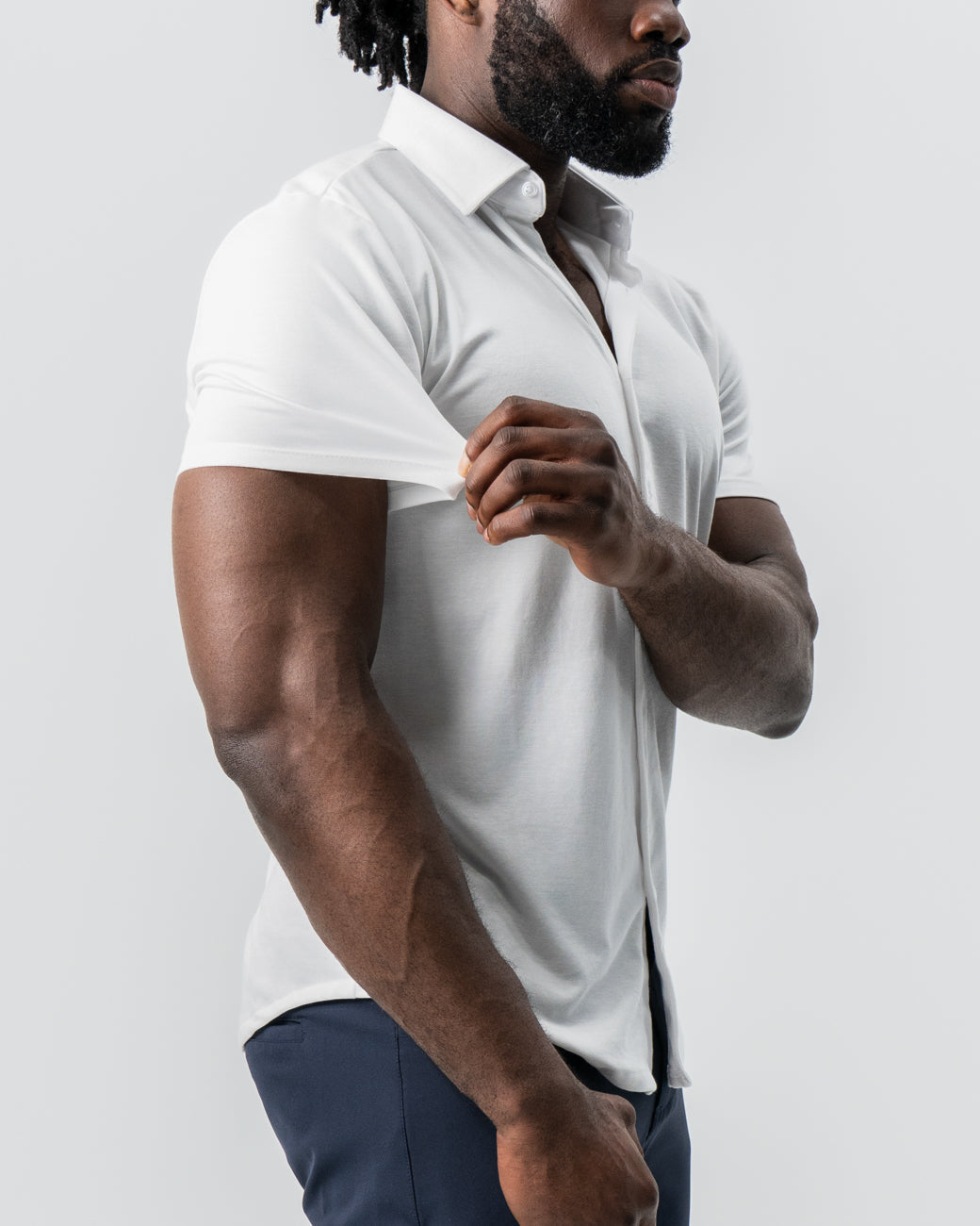 State & Liberty "The Kendric" White Pique Short Sleeve Button Down