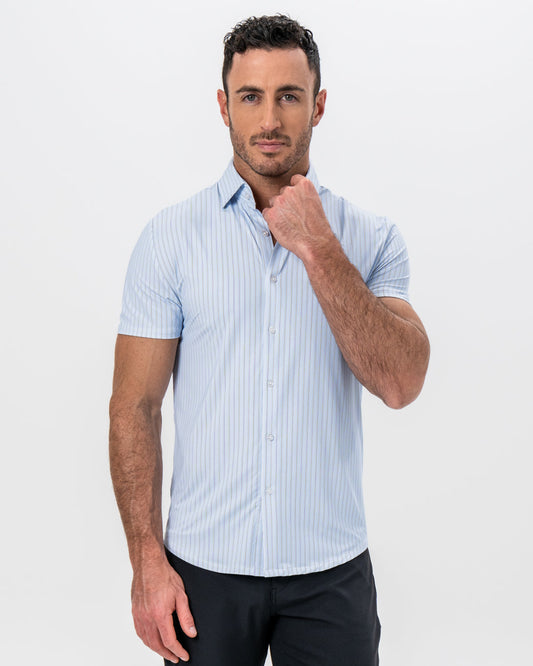 State & Liberty "The Landry" Light Blue Micro Pinstripe