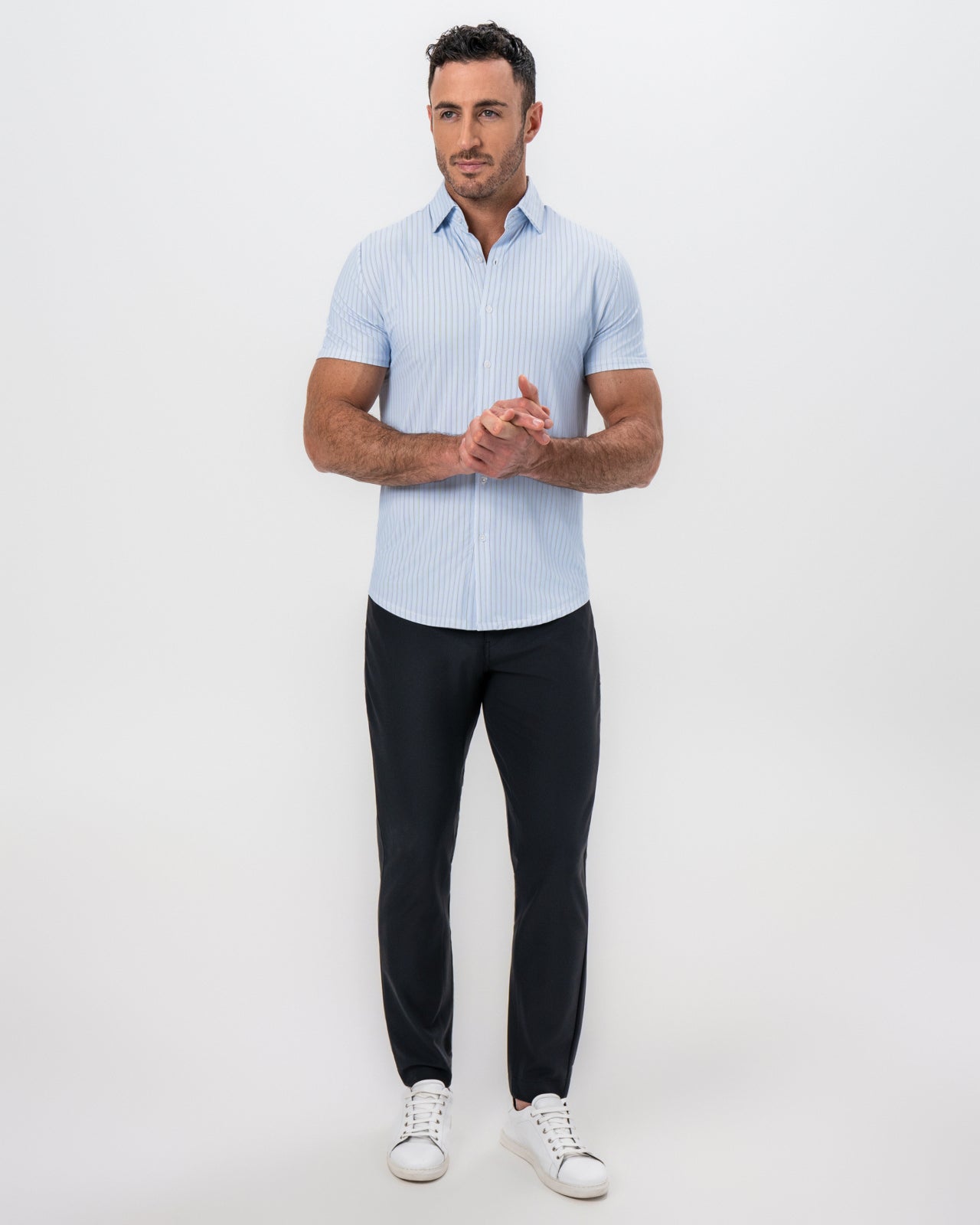 State & Liberty "The Landry" Light Blue Micro Pinstripe