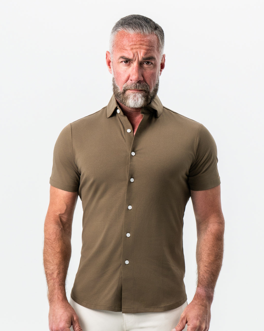 State & Liberty "The Lincoln" Olive Short Sleeve Button Down