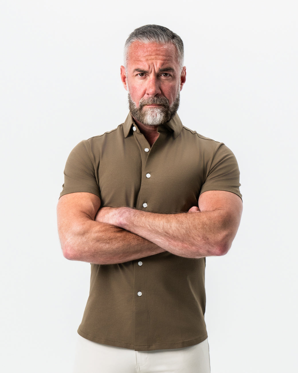 State & Liberty "The Lincoln" Olive Short Sleeve Button Down