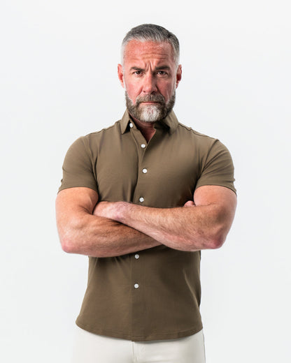 State & Liberty "The Lincoln" Olive Short Sleeve Button Down