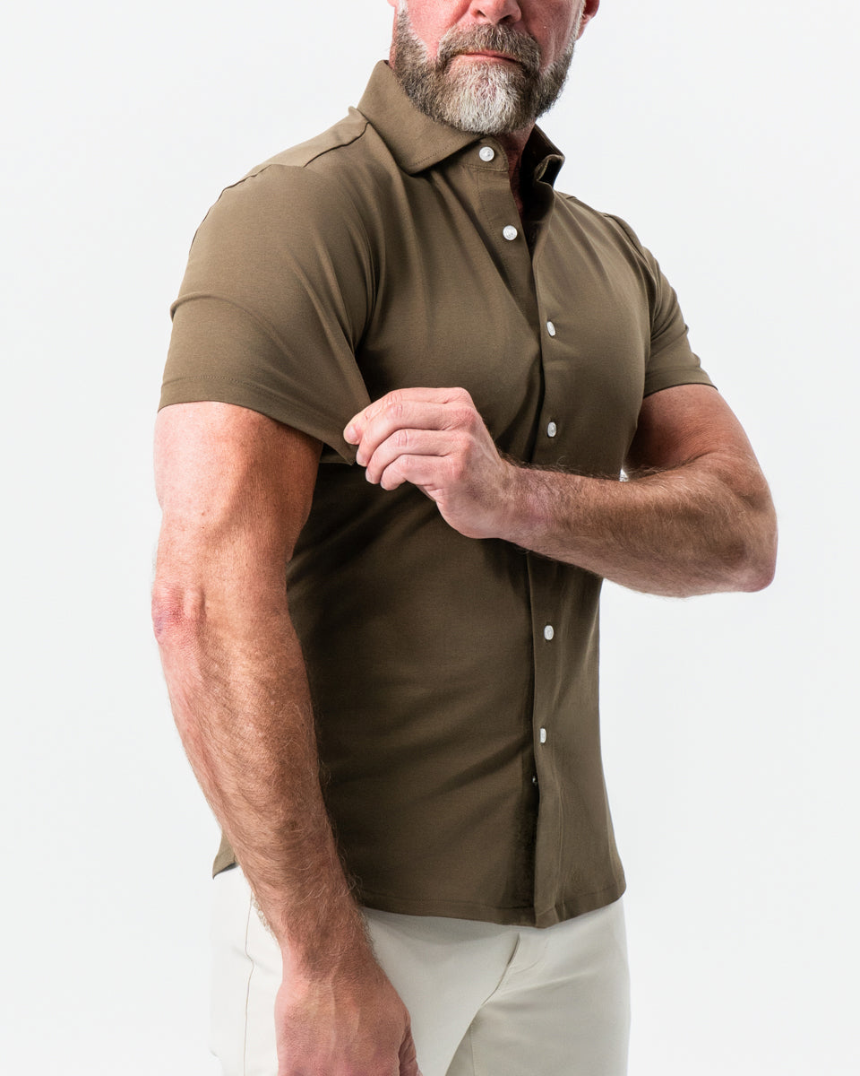 State & Liberty "The Lincoln" Olive Short Sleeve Button Down
