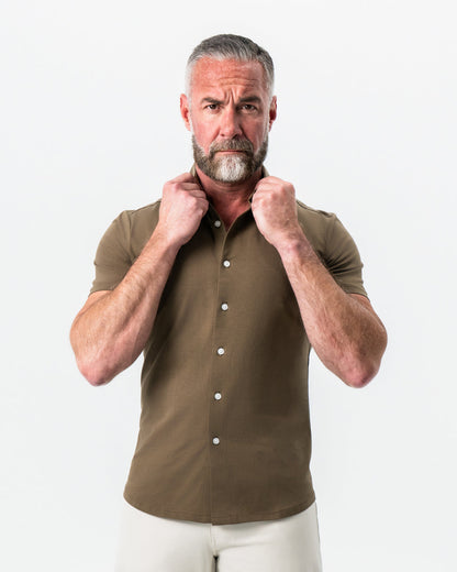 State & Liberty "The Lincoln" Olive Short Sleeve Button Down