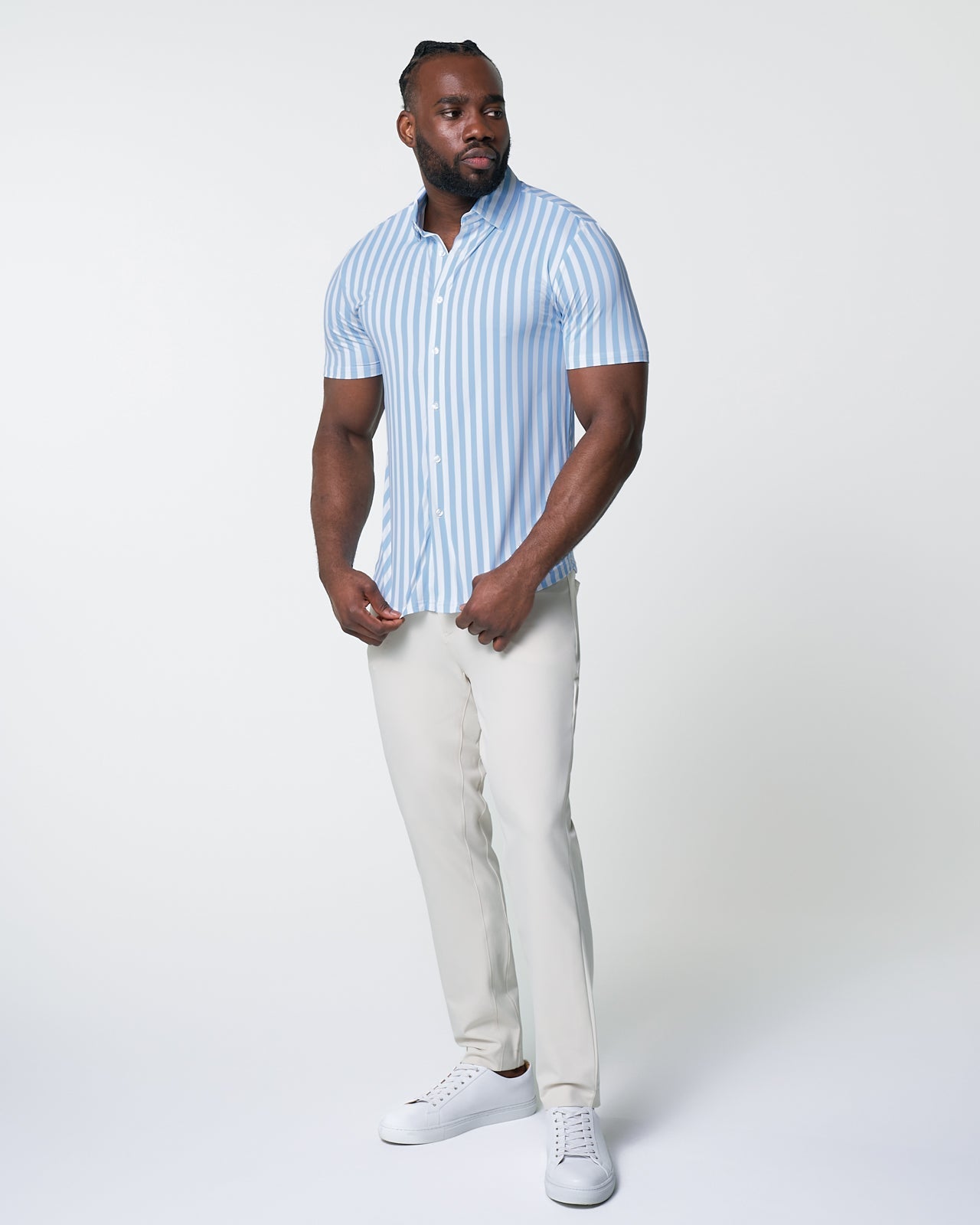 State & Liberty "The Greyson" Light Blue & White Striped