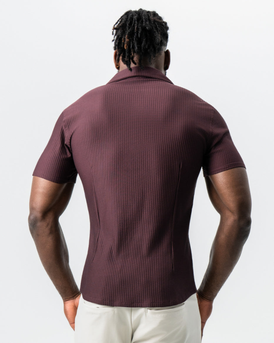 State & Liberty Seersucker Short Sleeve Button Down - Plum