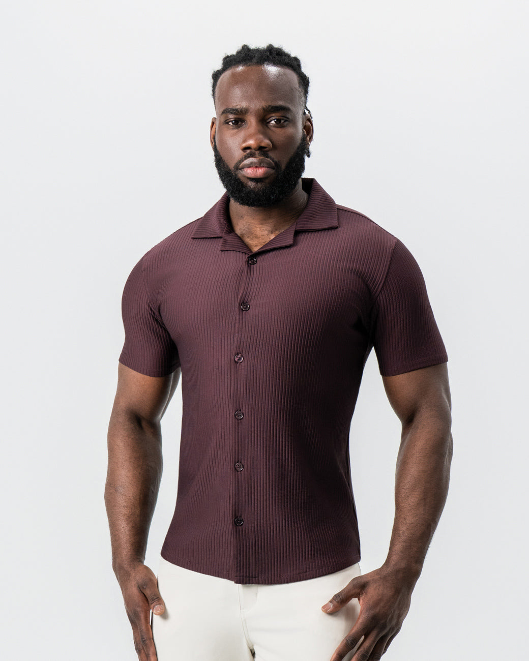 State & Liberty Seersucker Short Sleeve Button Down - Plum