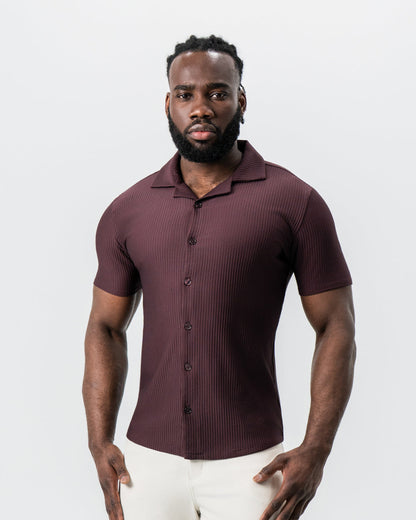 State & Liberty Seersucker Short Sleeve Button Down - Plum