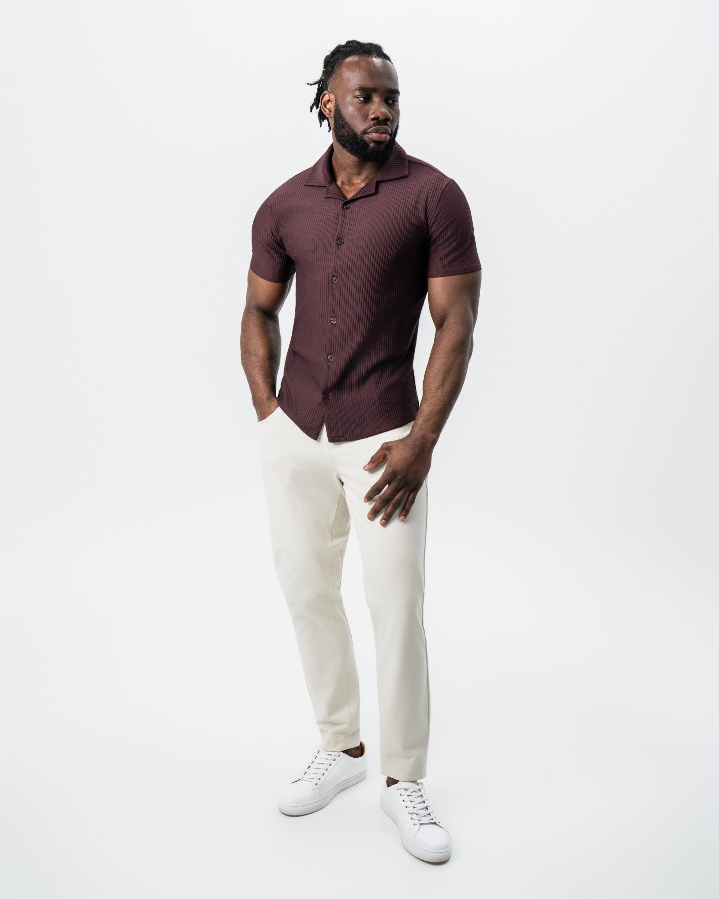 State & Liberty Seersucker Short Sleeve Button Down - Plum