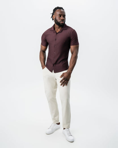 State & Liberty Seersucker Short Sleeve Button Down - Plum