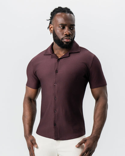 State & Liberty Seersucker Short Sleeve Button Down - Plum