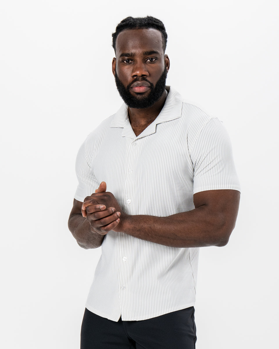 State & Liberty Seersucker Short Sleeve Button Down - Grey