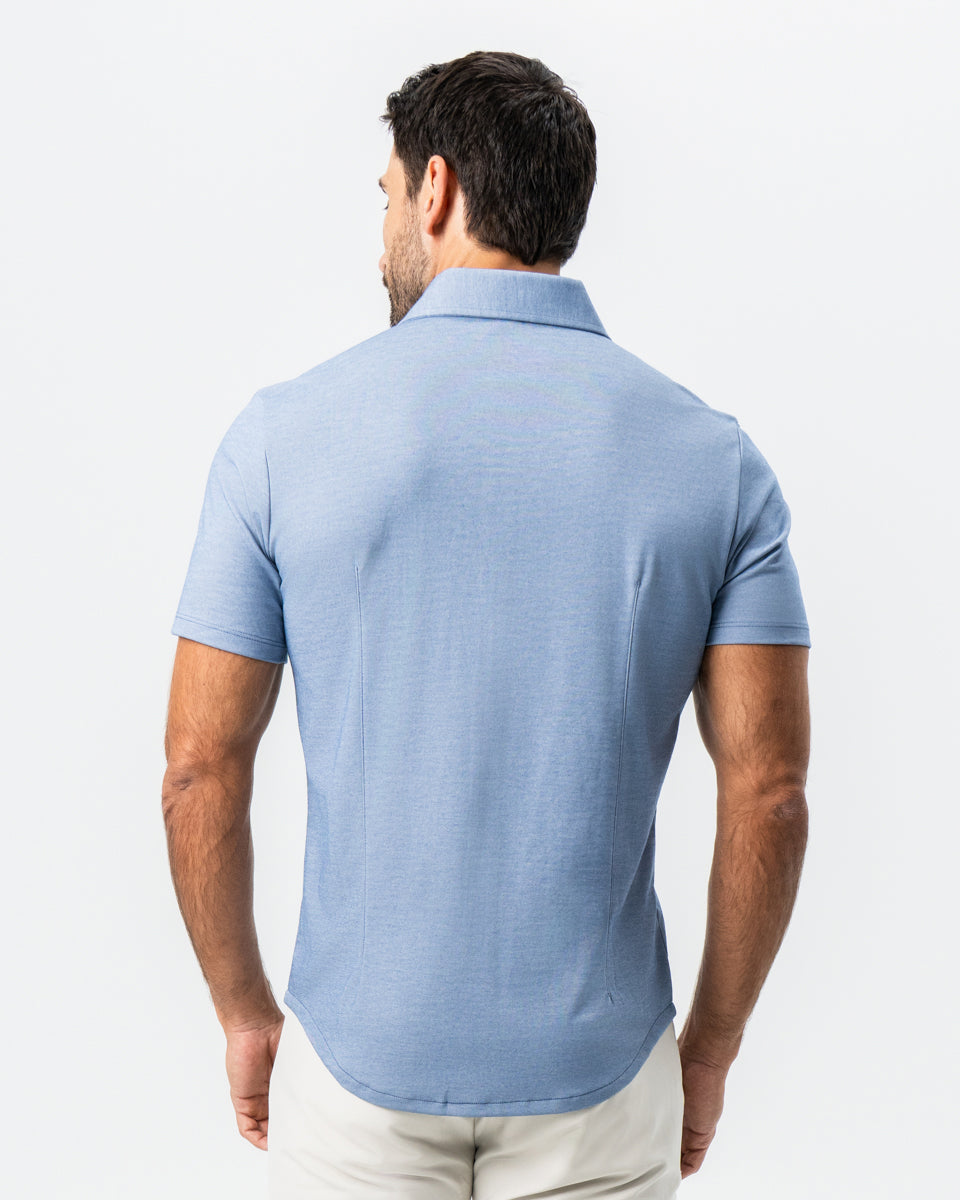 State & Liberty "The Capri" Sky Blue Pique Short Sleeve Button Down
