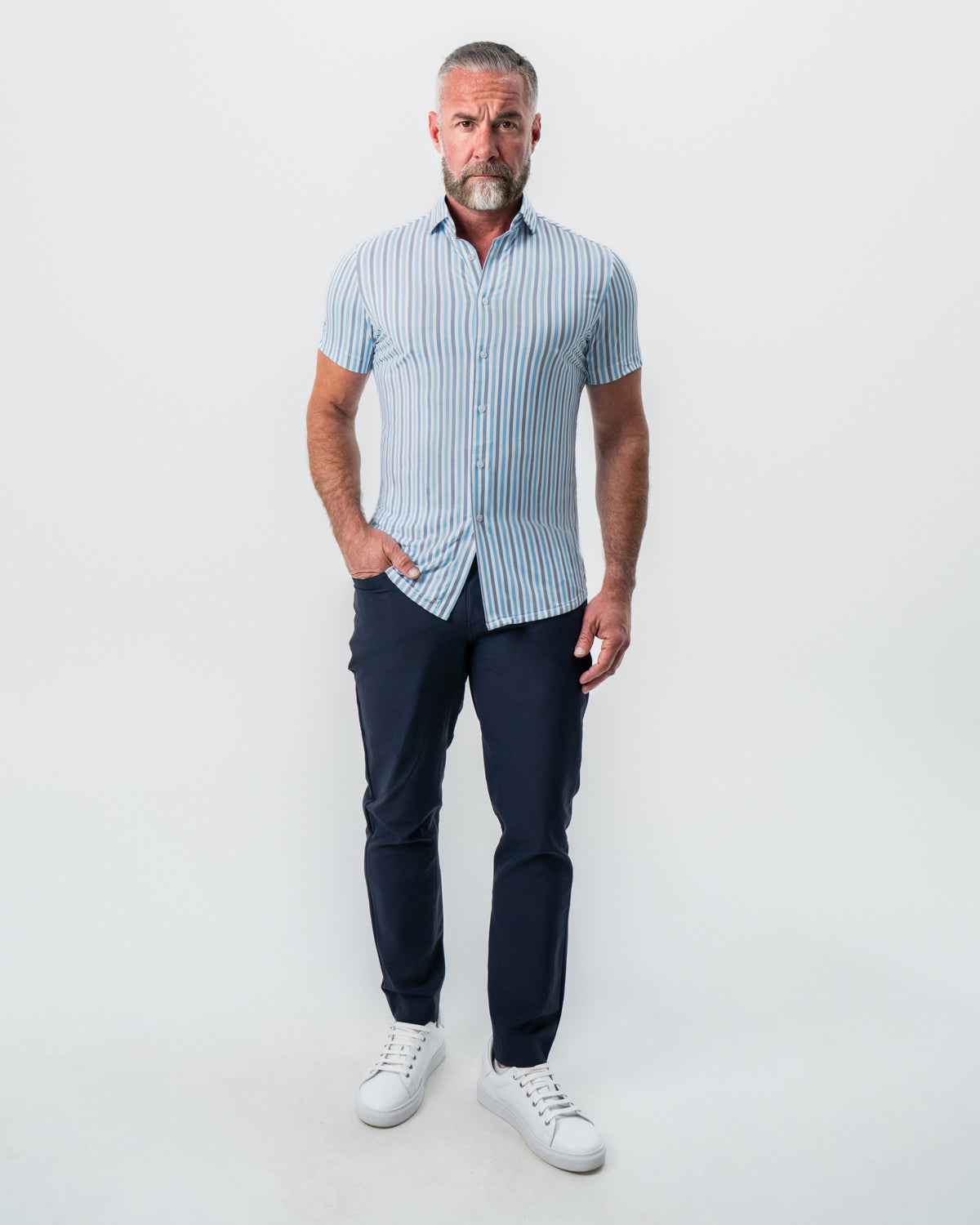 State & Liberty "The Vito" Blue, Navy, and White Striped