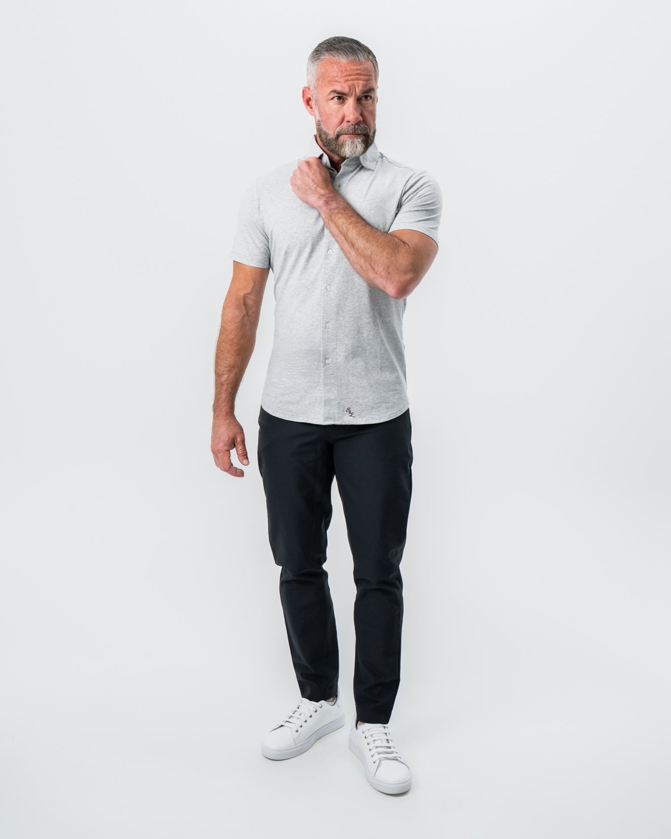 State & Liberty "The Baldwin" Grey Short Sleeve Button Down