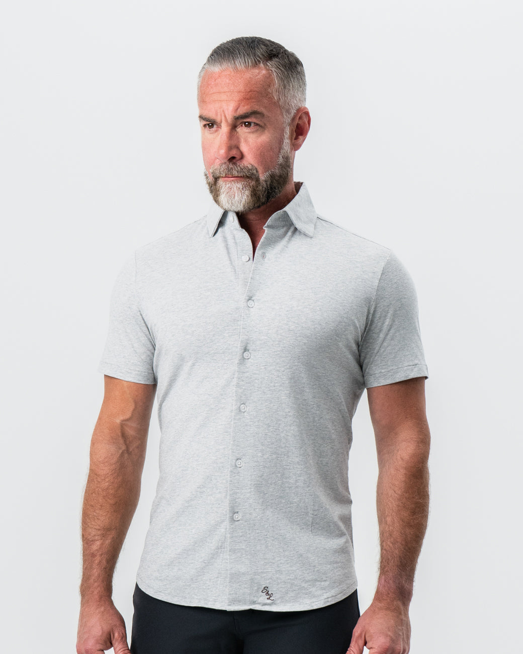 State & Liberty "The Baldwin" Grey Short Sleeve Button Down
