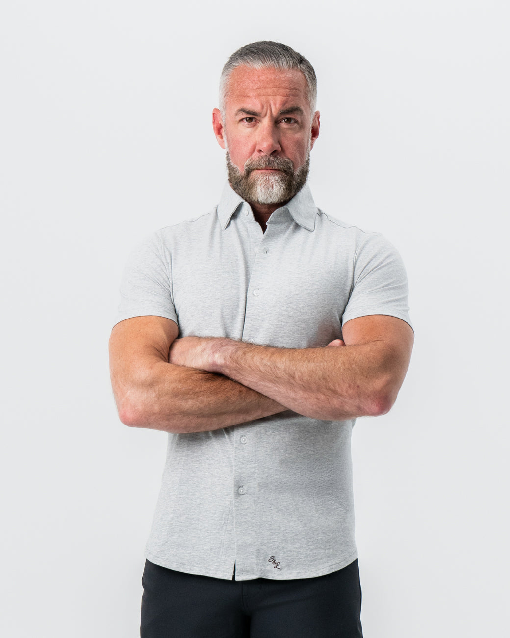 State & Liberty "The Baldwin" Grey Short Sleeve Button Down